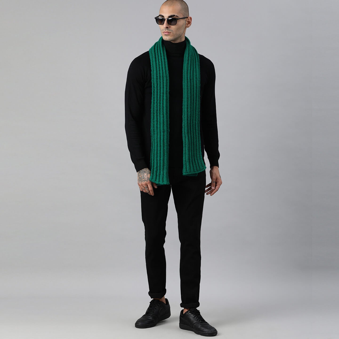 Scarf with Self Design - Dark Green 2639