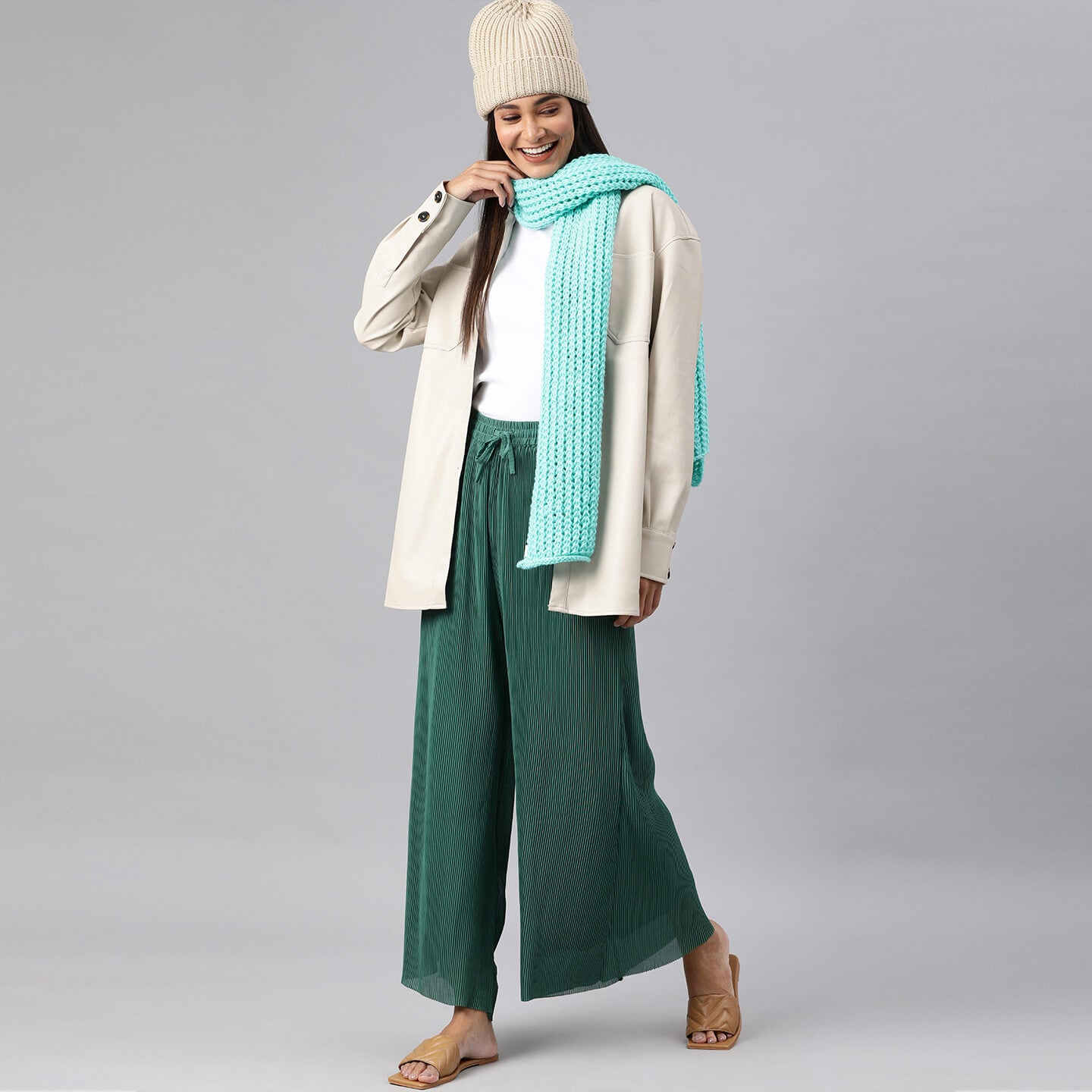 Scarf with Self Design - Sea Green 2640