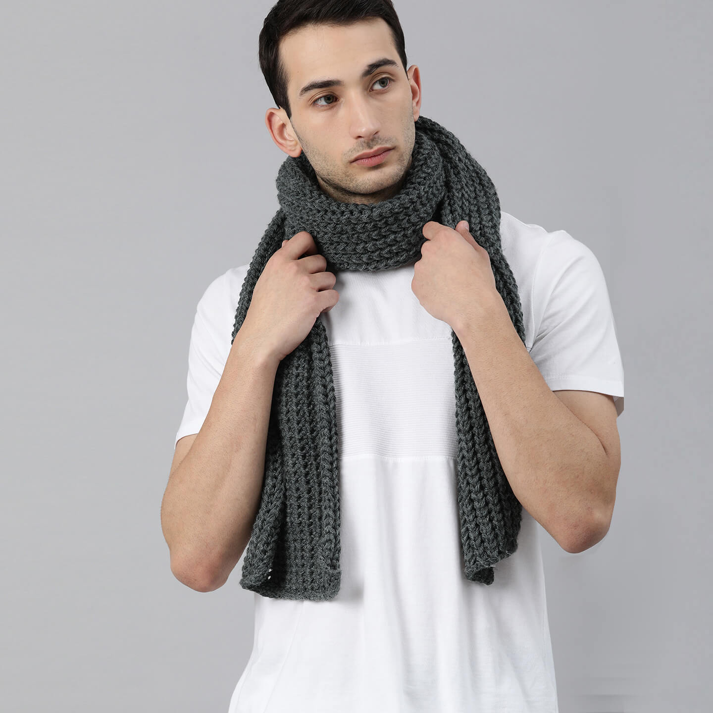 Scarf with Self Design - Grey 2642