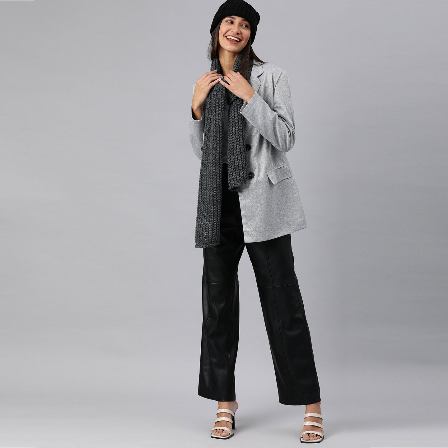 Scarf with Self Design - Grey 2642