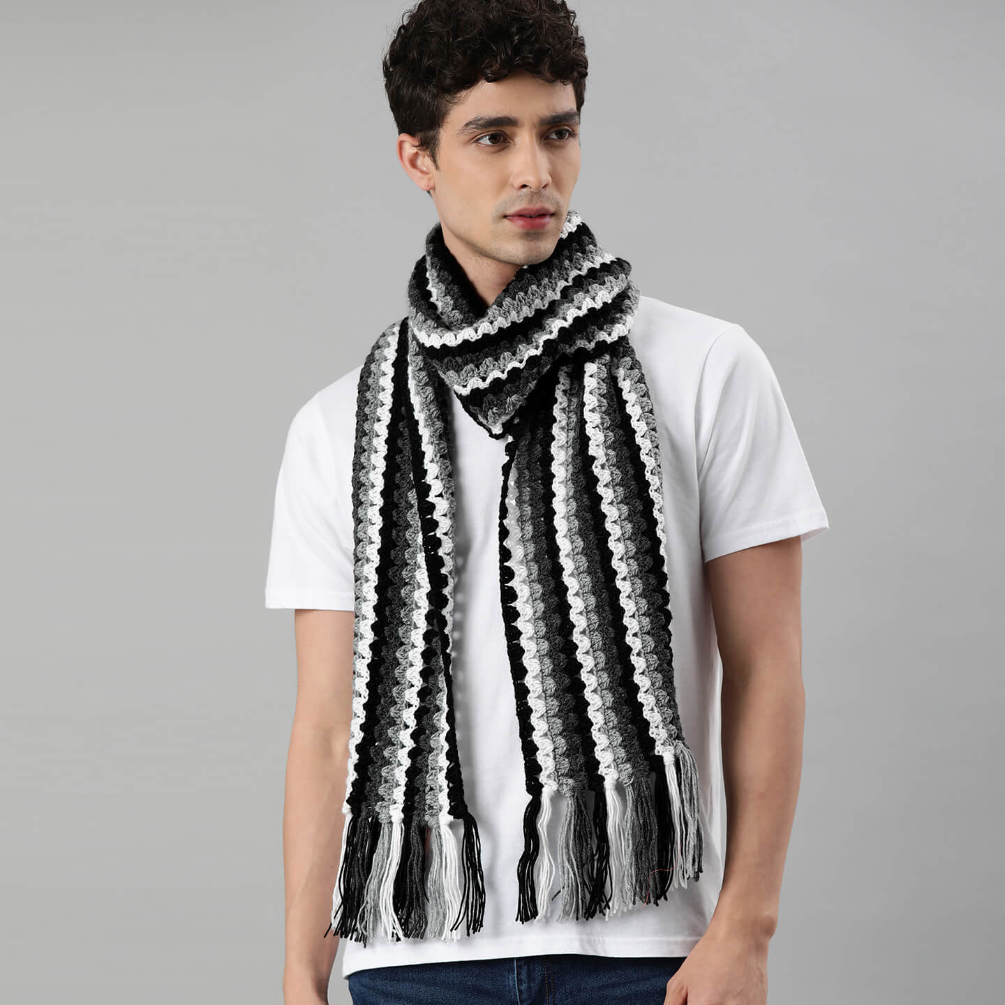 Self-Design Scarf - Shades Of Grey 2686