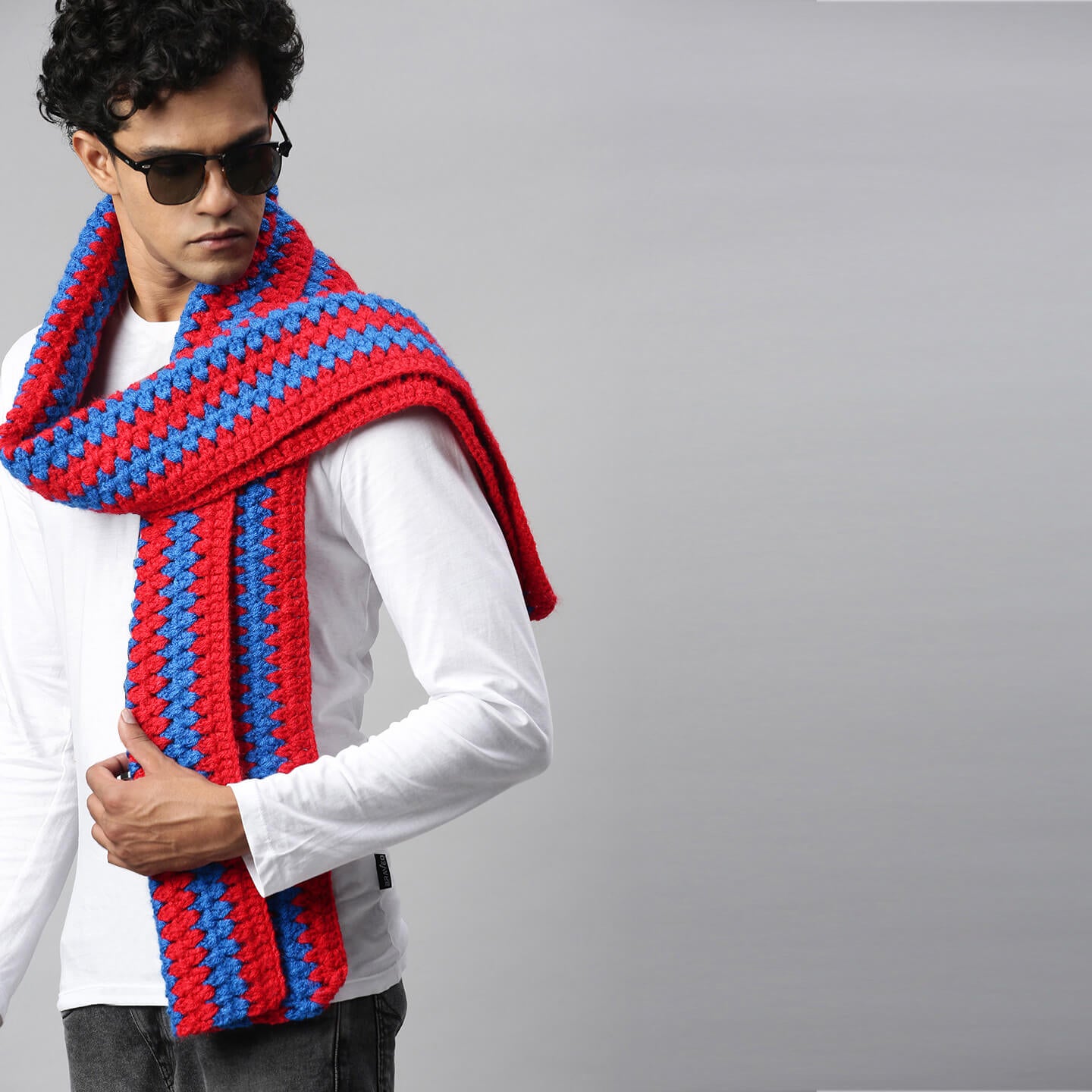 Self-Design Scarf - Red, Blue 2710