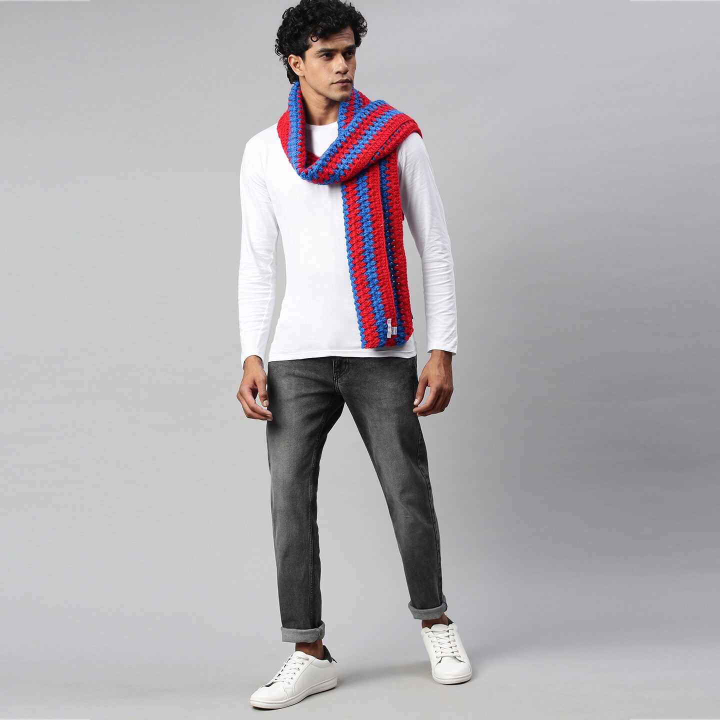 Self-Design Scarf - Red, Blue 2710