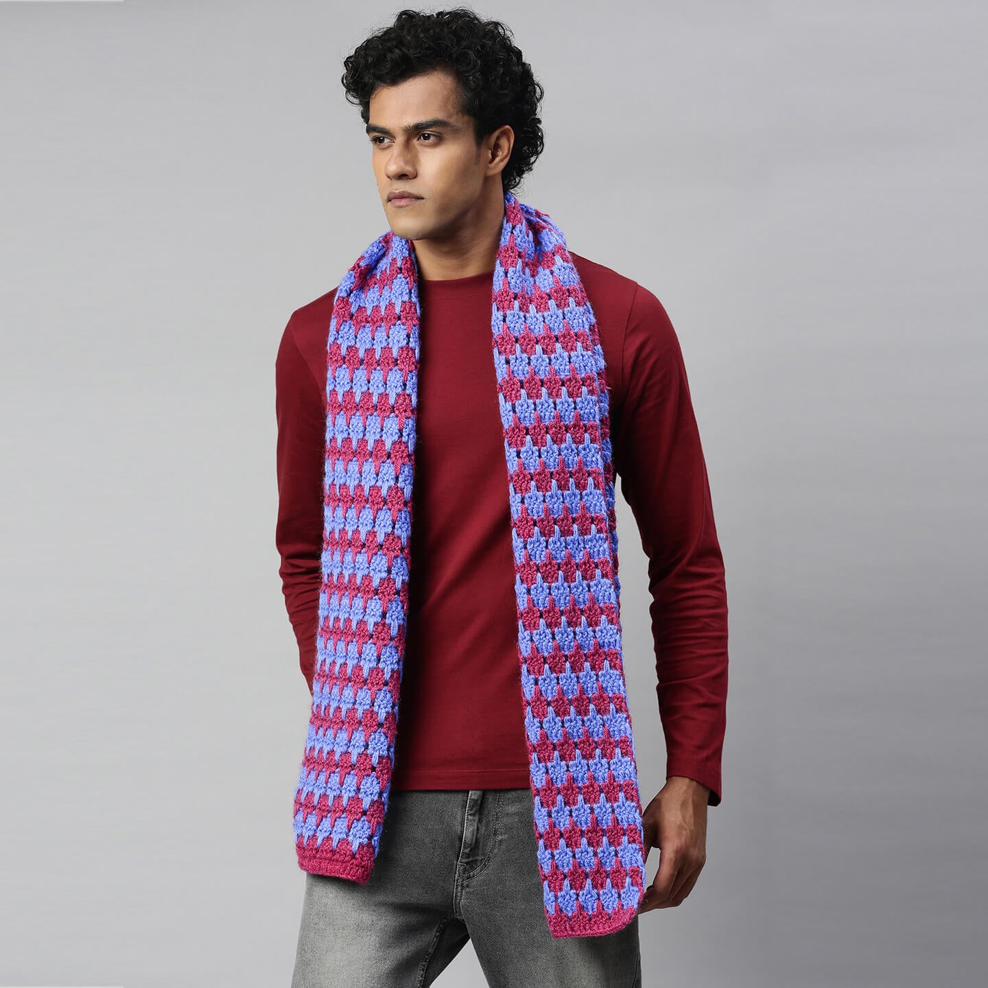 Self-Design Scarf - Pink, Purple 2744