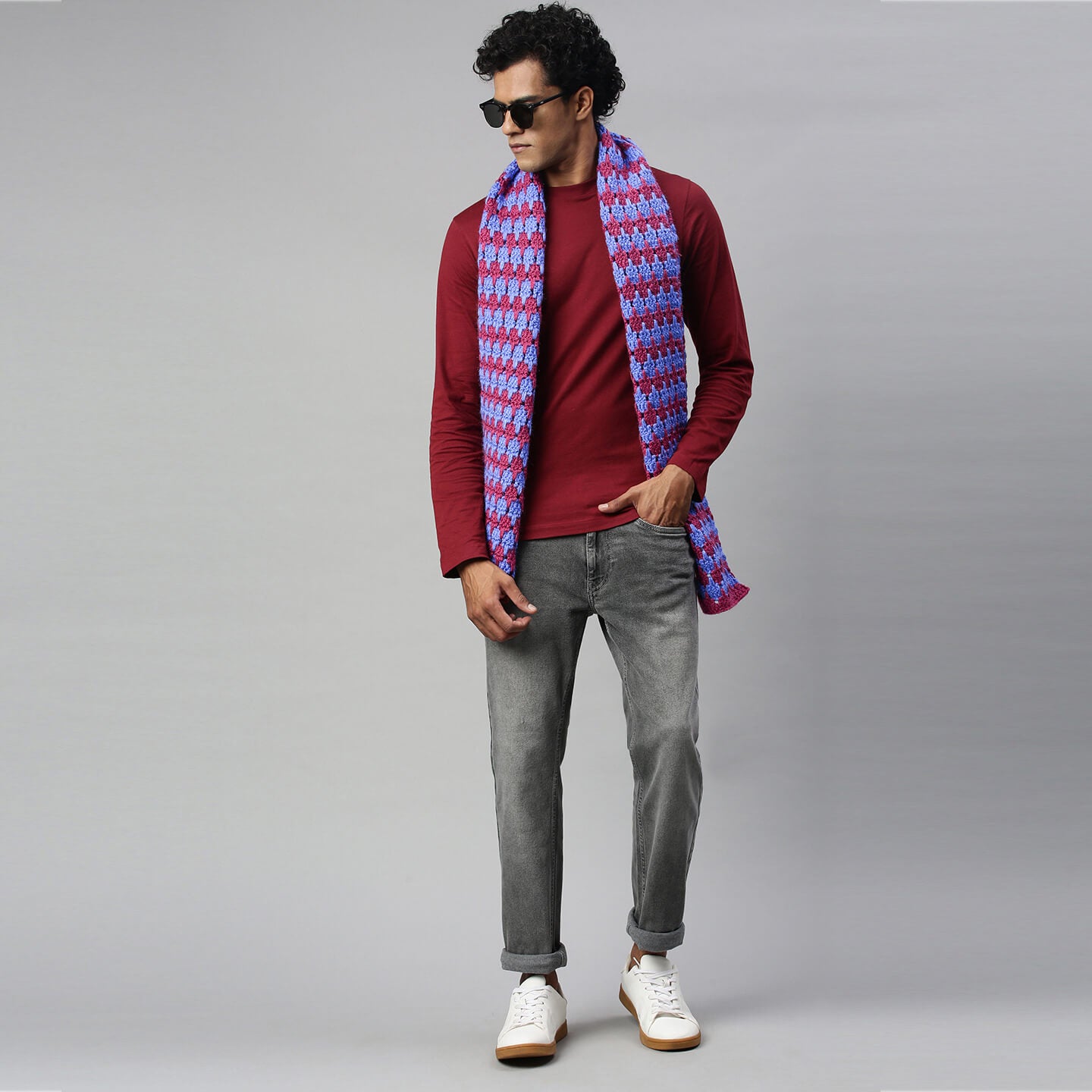 Self-Design Scarf - Pink, Purple 2744