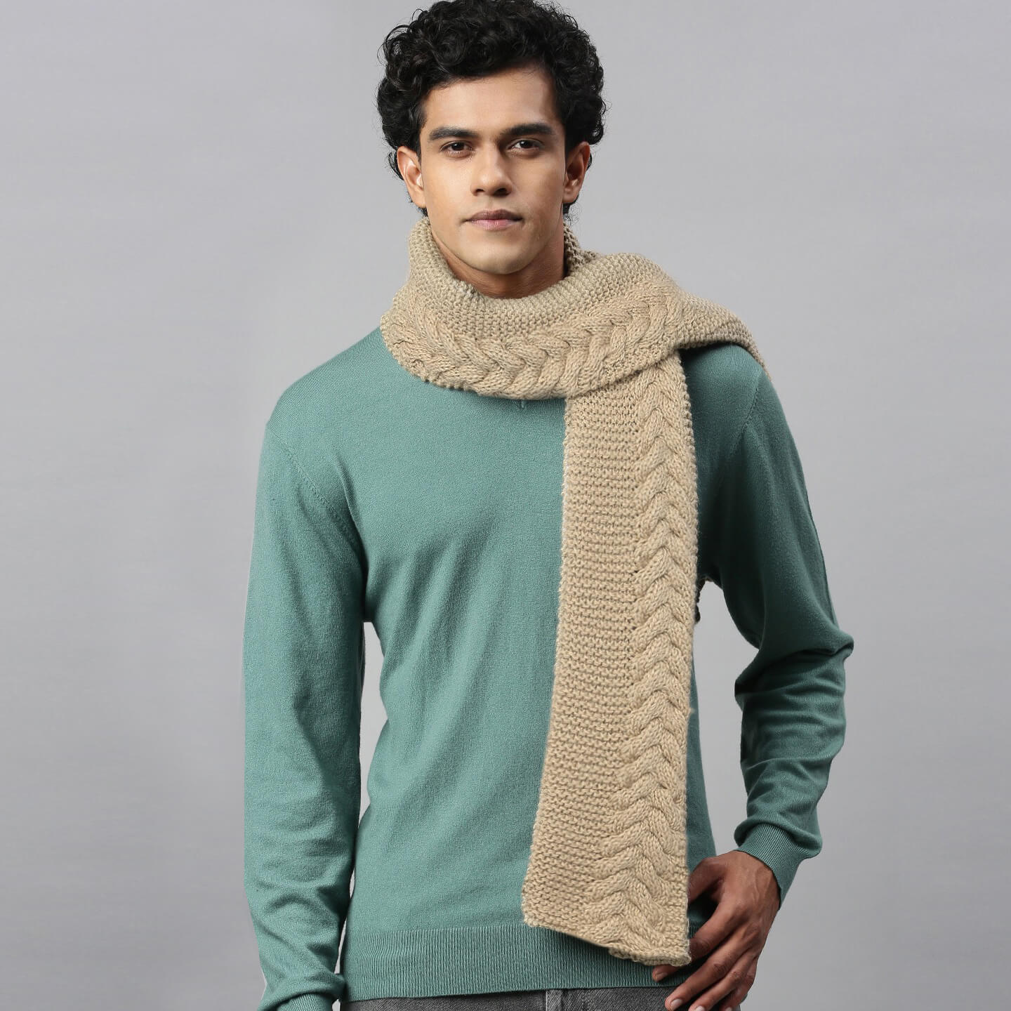 Cabled Scarf Brown 2776