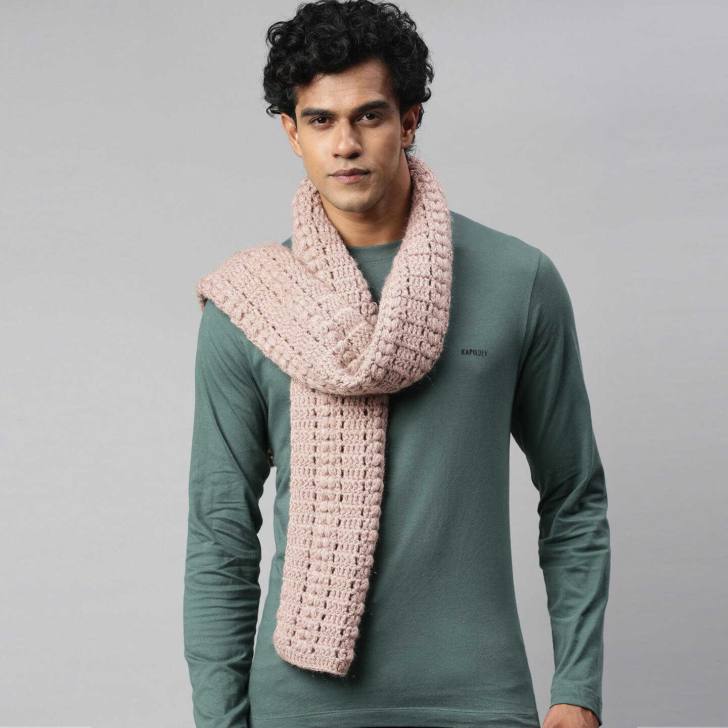 Crochet Flower Scarf - Brown 2777