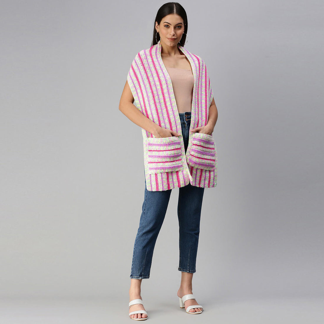 Multi Color Pocket Scarf - Multi-Color 2865