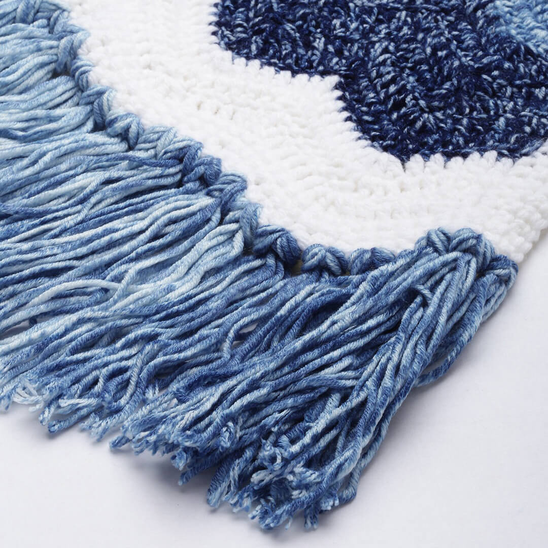 Zig Zag Scarf - Blue, White 2910