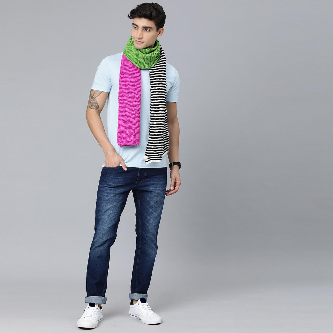 Multi Color Striped Scarf - Multi-Color 2936