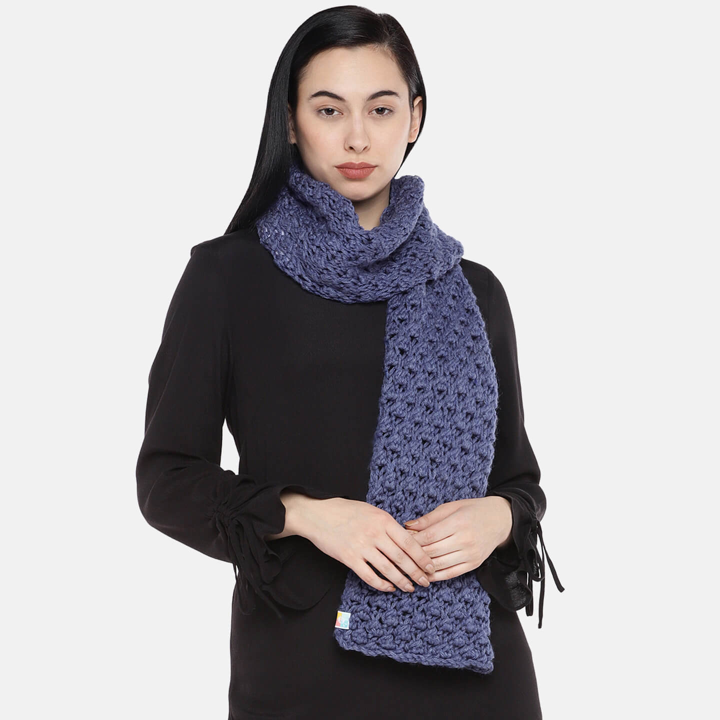 Self-Design Bobble Stitch Scarf - Blue 89