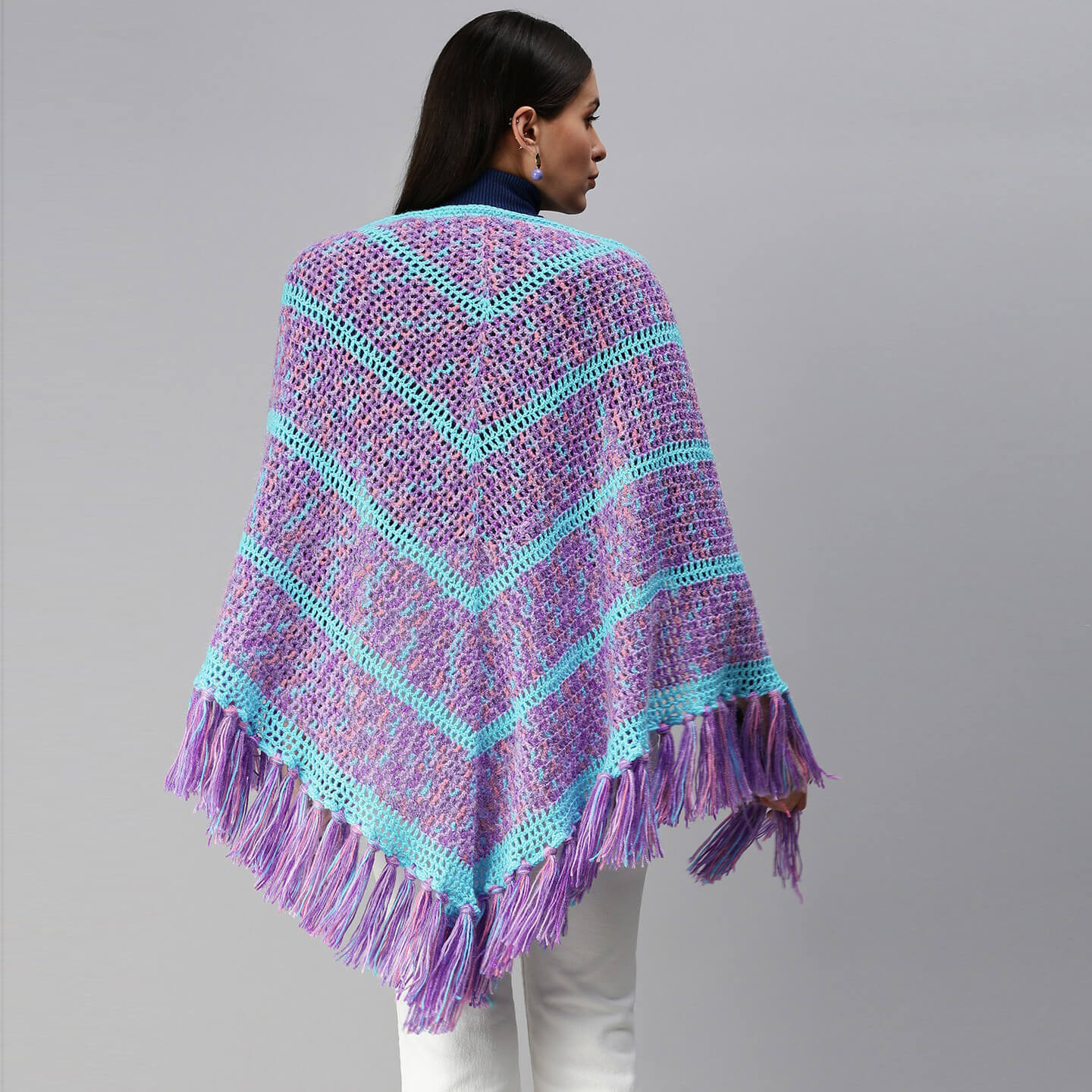 Shawl Scarf with Tassels - Purple 2916