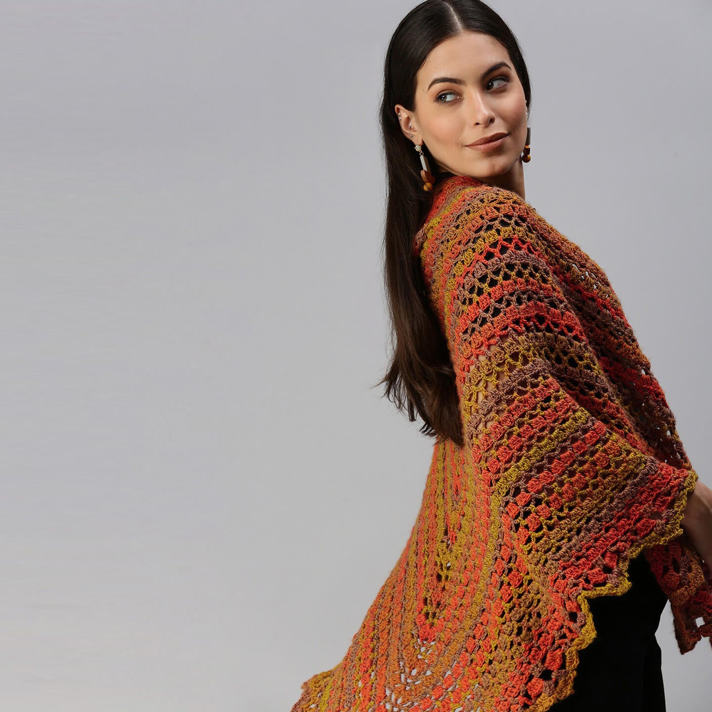 Shades of Autumn Shawl Scarf - Orange 2920