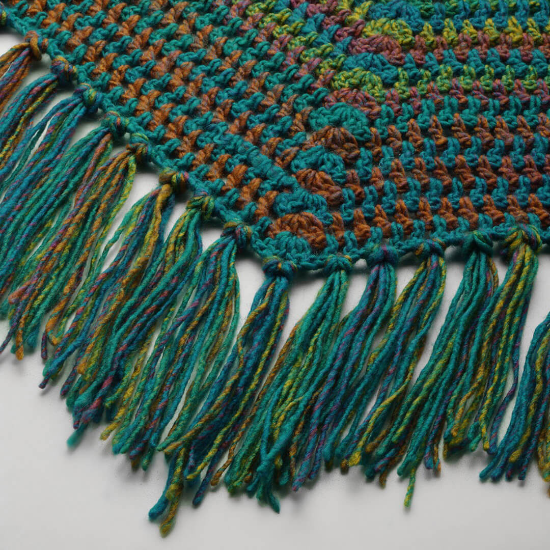 Peacock Colored Shawl - Multi-Color 2937