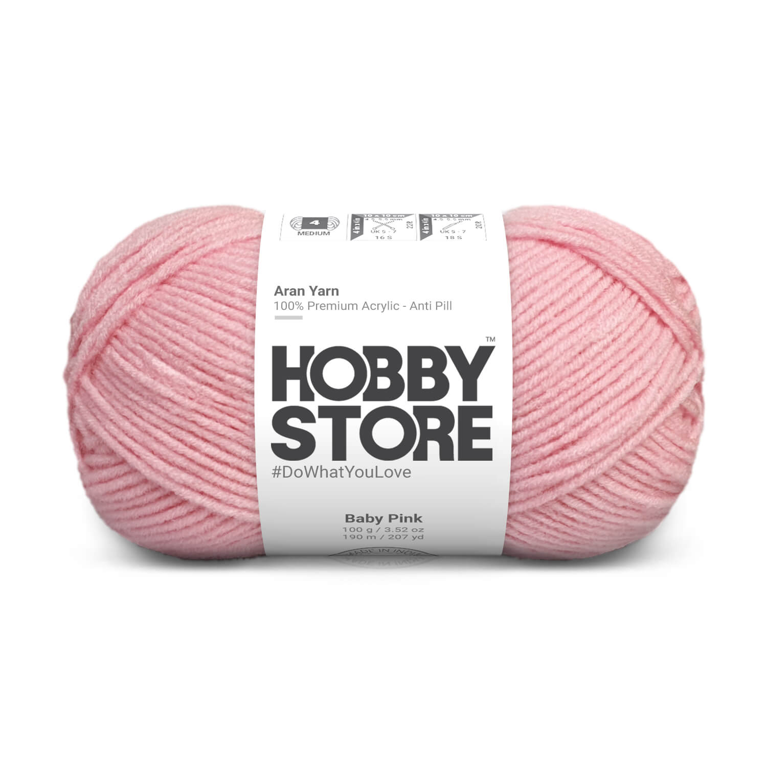 Hobby Store Aran Anti-Pill Yarn - Baby Pink 2032