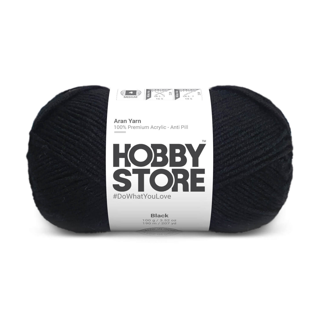 Hobby Store Aran Anti-Pill Yarn - Black 2001