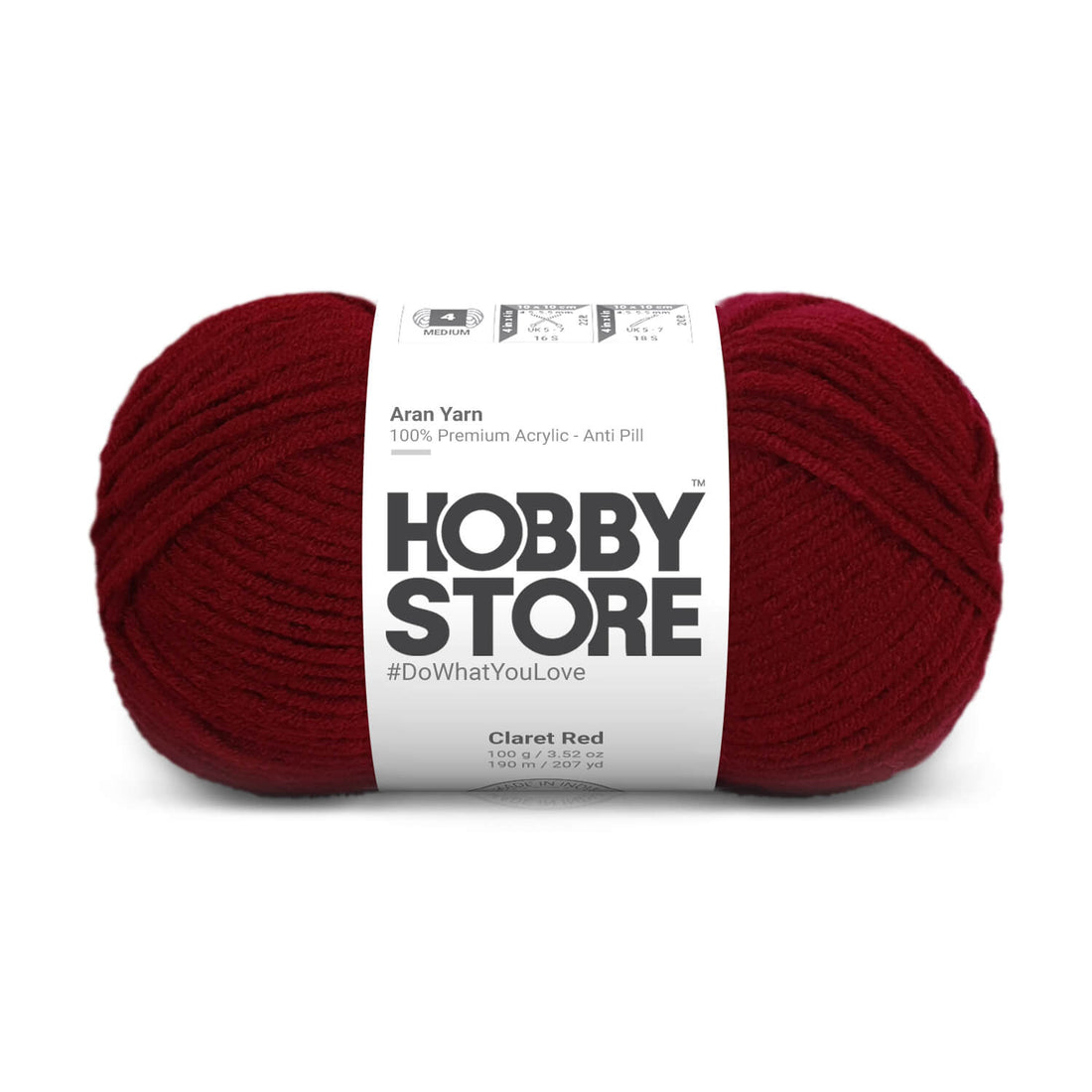 Hobby Store Aran Anti-Pill Yarn - Claret Red 2044