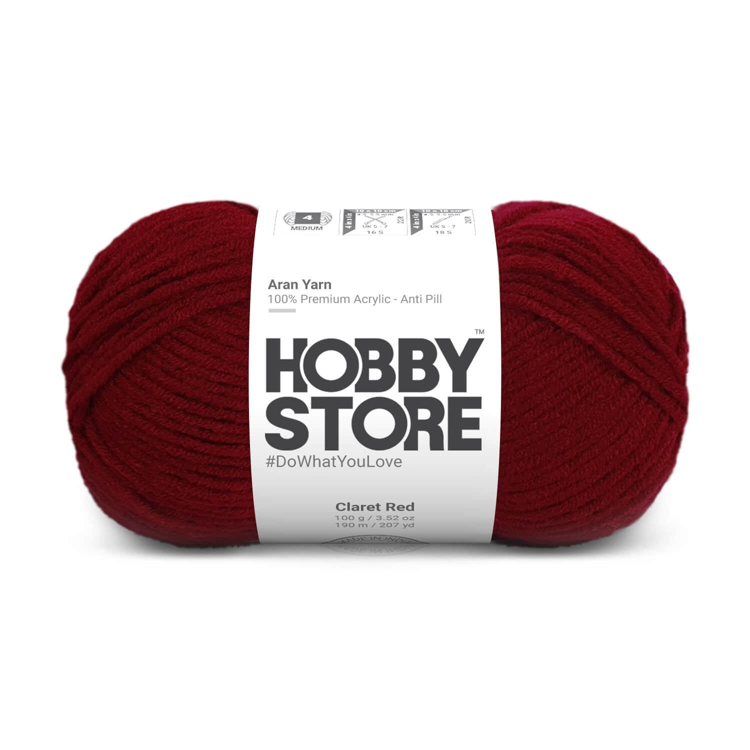 Hobby Store Aran Anti-Pill Yarn - Claret Red 2044