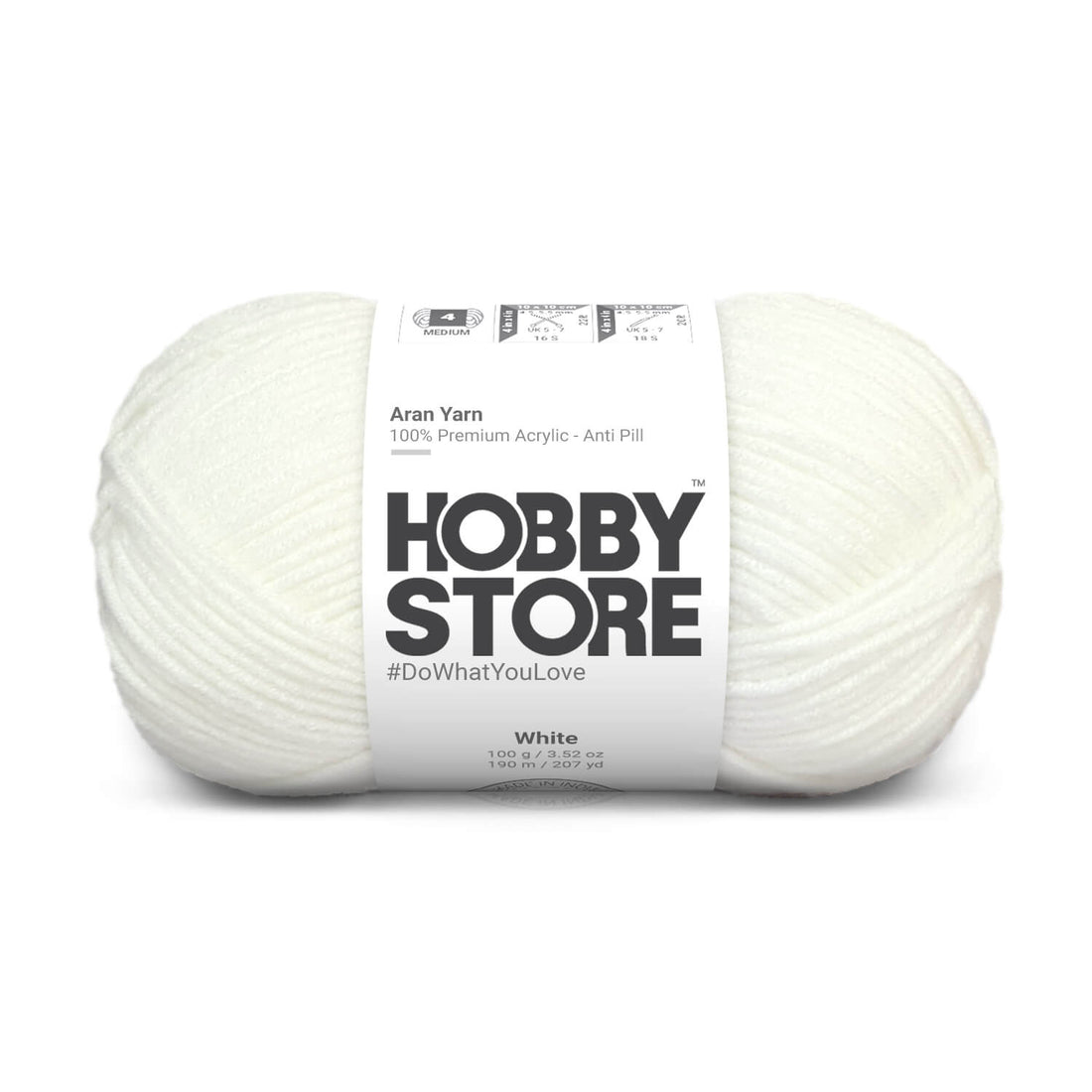 Hobby Store Aran Anti-Pill Yarn - White 2002