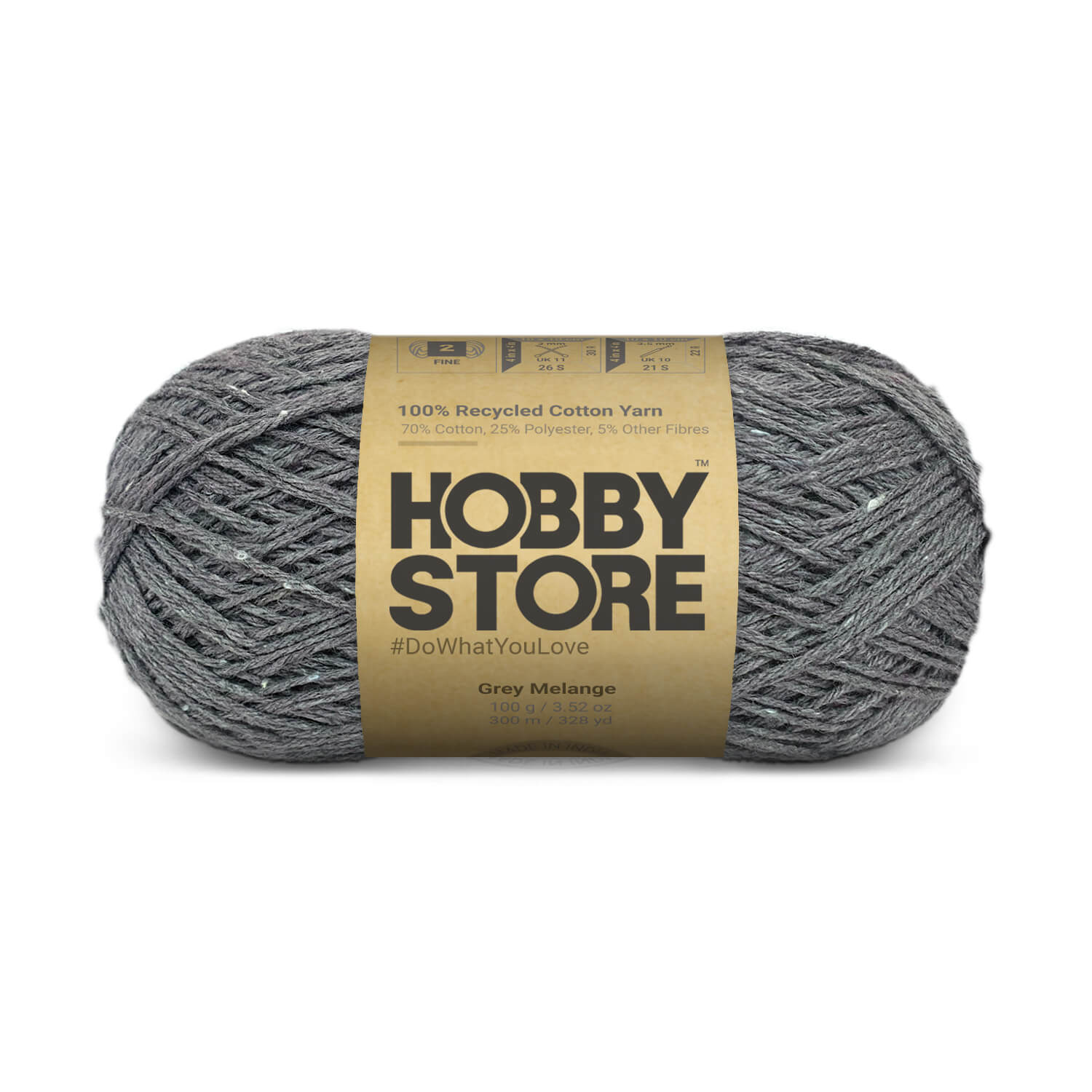 Hobby Store Recycled Cotton Yarn - Grey Melange 8926