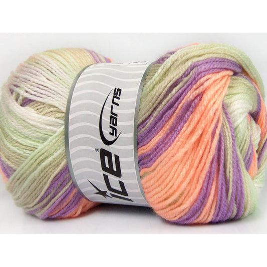 Ice Magic Baby Yarn - Lilac, Peach, Green 50007