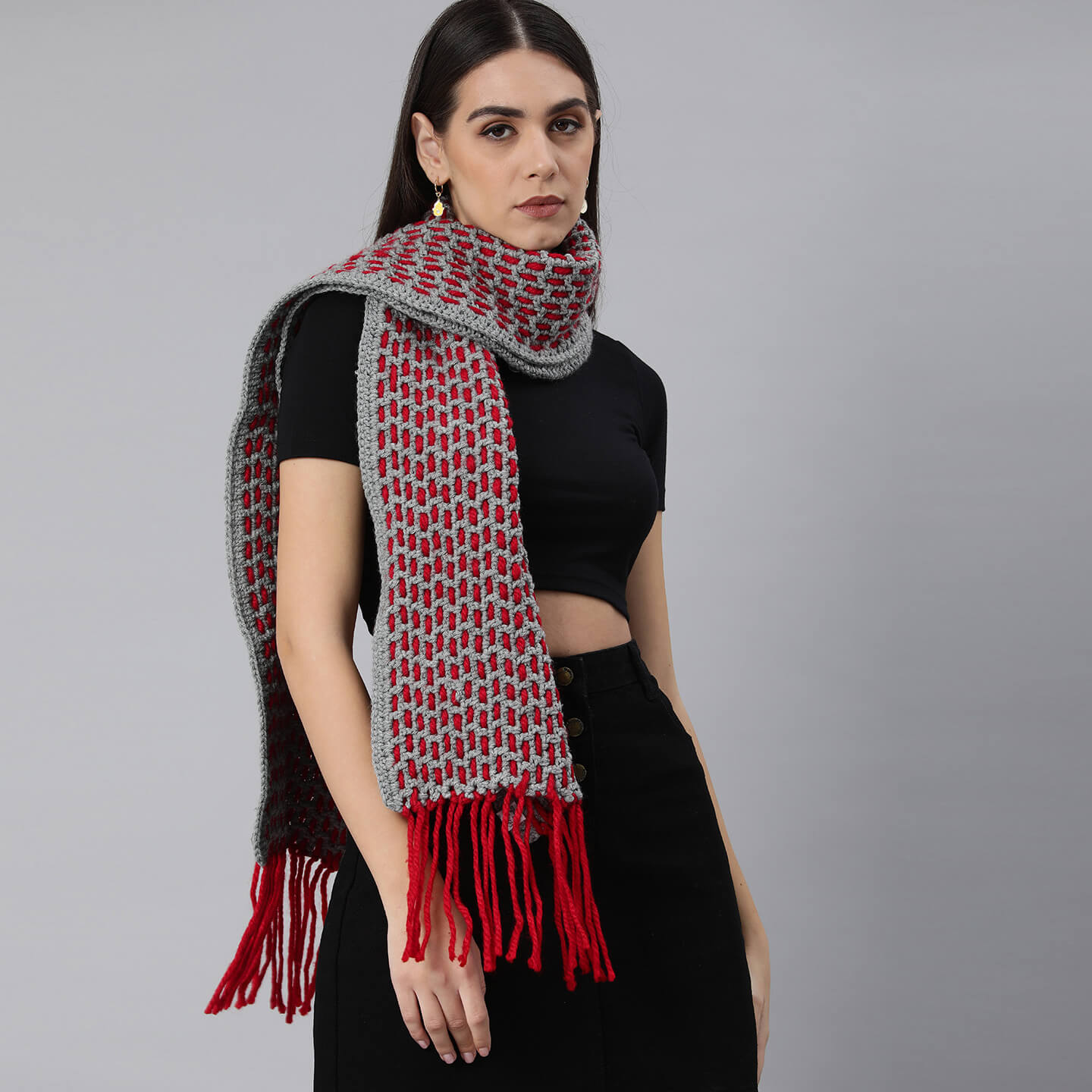Lace Through Crochet Scarf - 3018