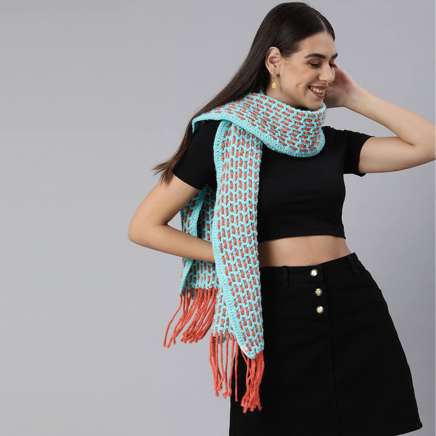 Lace Through Crochet Scarf - 3020