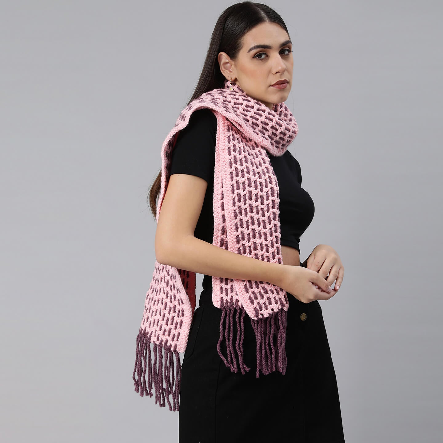 Lace Through Crochet Scarf - 3022