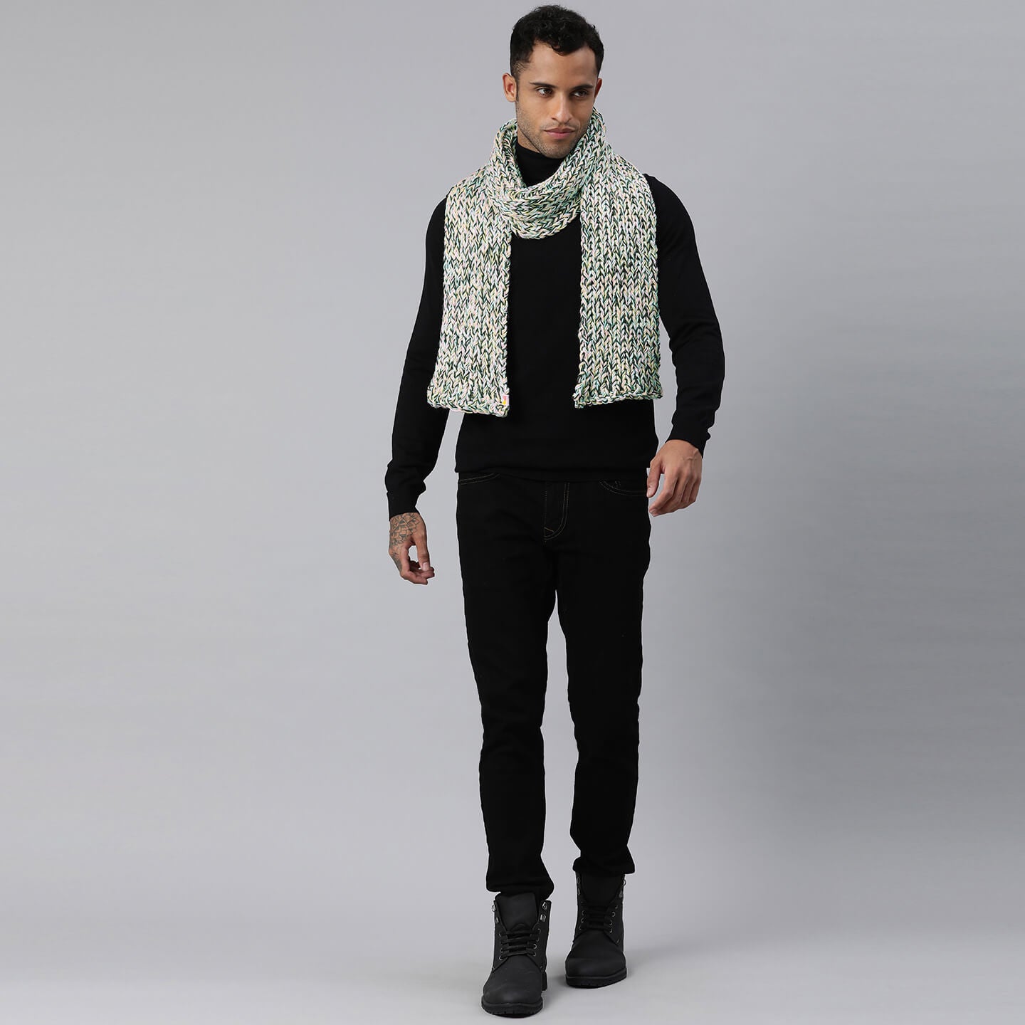 Long Knitted Scarf - Multi-Color - 3057