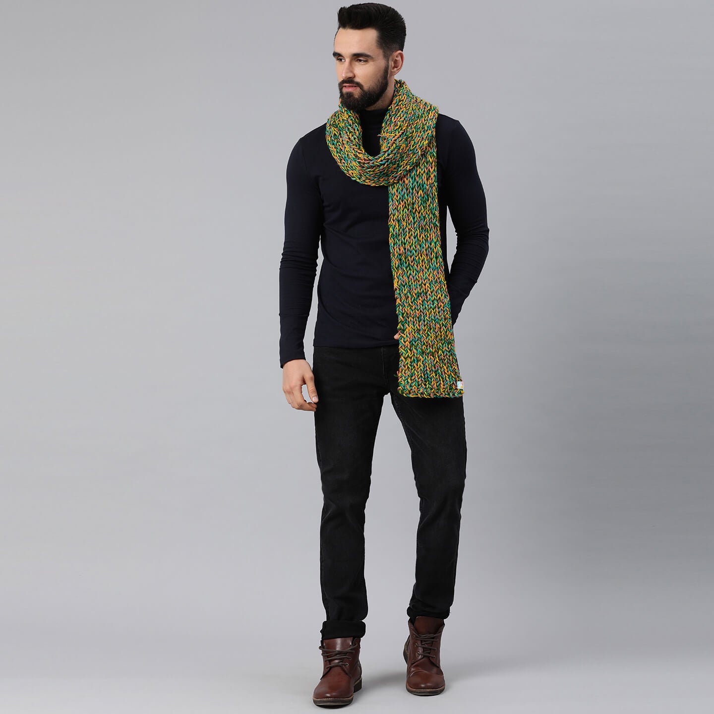 Long Knitted Scarf - Multi-Color - 3058