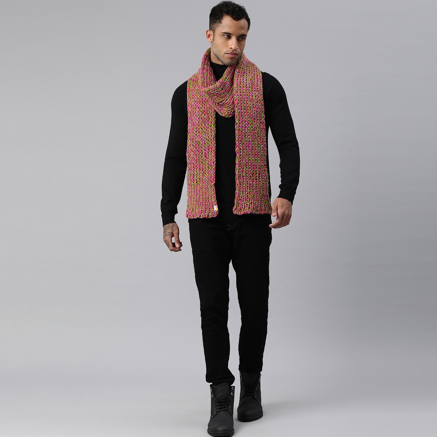 Long Knitted Scarf - Multi-Color - 3060