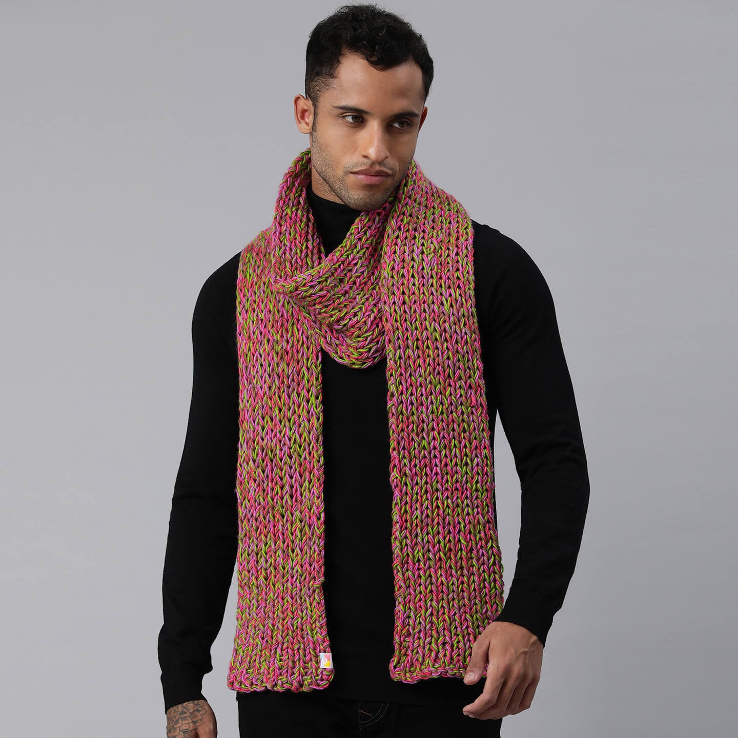 Long Knitted Scarf - Multi-Color - 3060