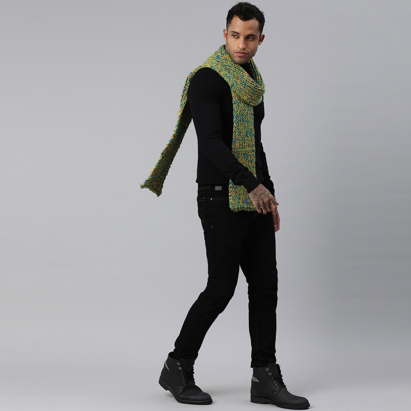 Long Knitted Scarf - Multi-Color - 3062