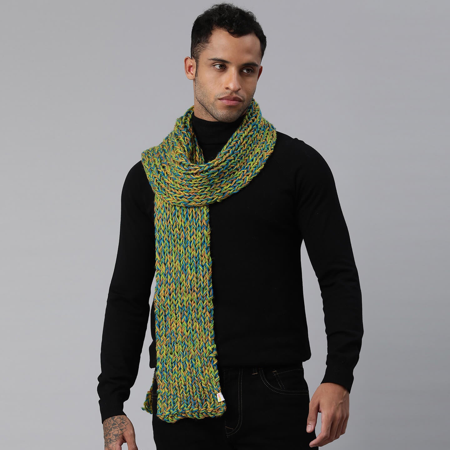 Long Knitted Scarf - Multi-Color - 3062
