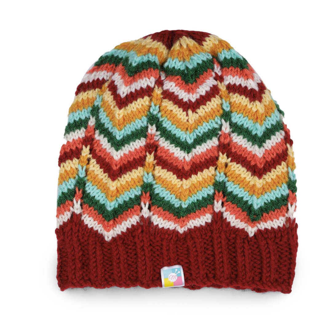 Self Striping Slouch Beanie - Multi Color 3069
