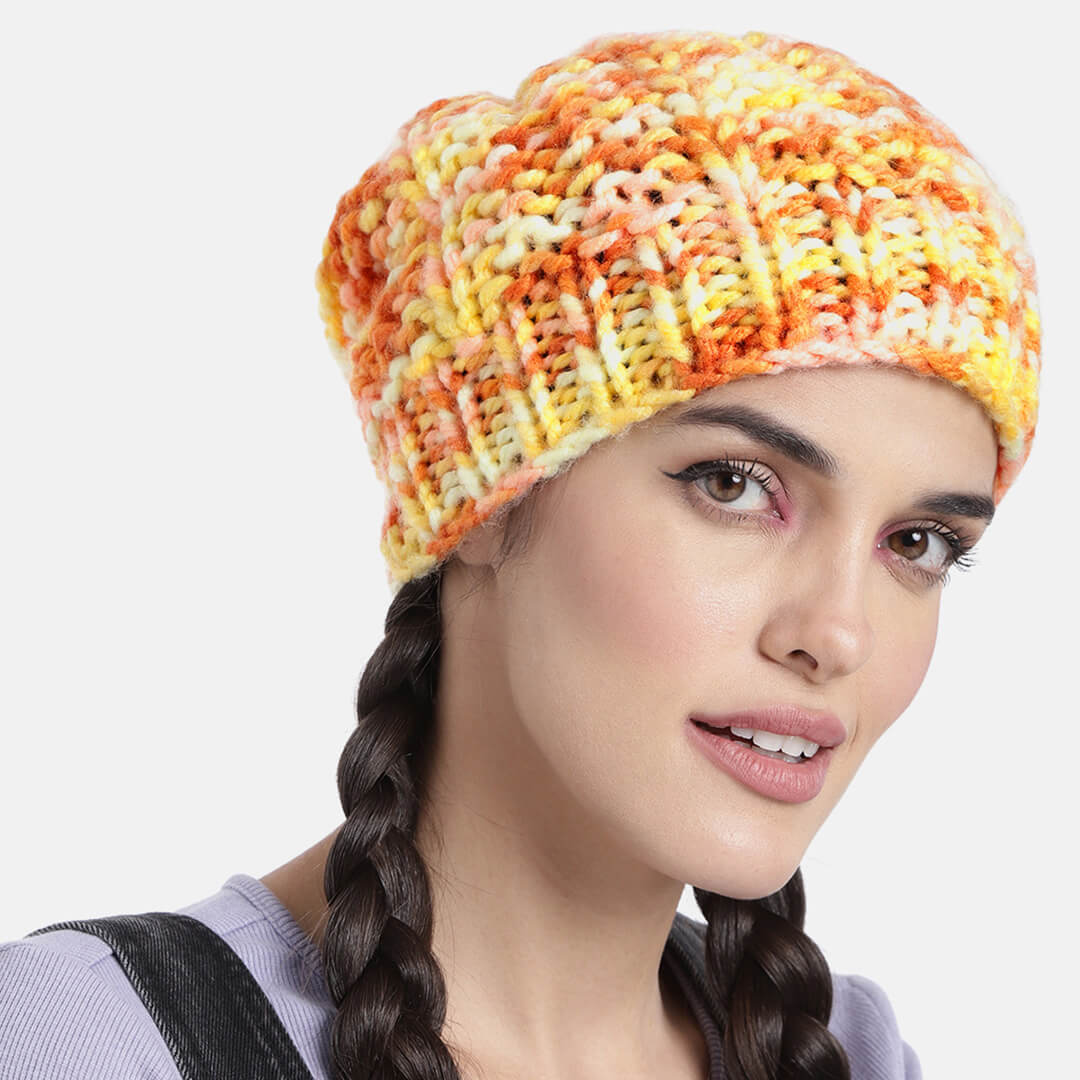 Multicoloured Self-Design Beanie - 2673