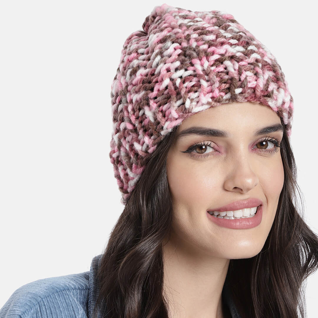 Multicoloured Self-Design Beanie - 2723