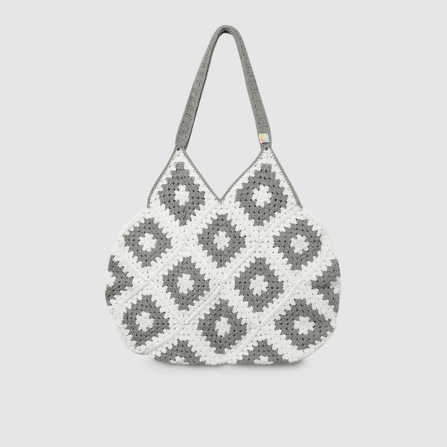 Handmade Crochet Bag - Grey & White 3045