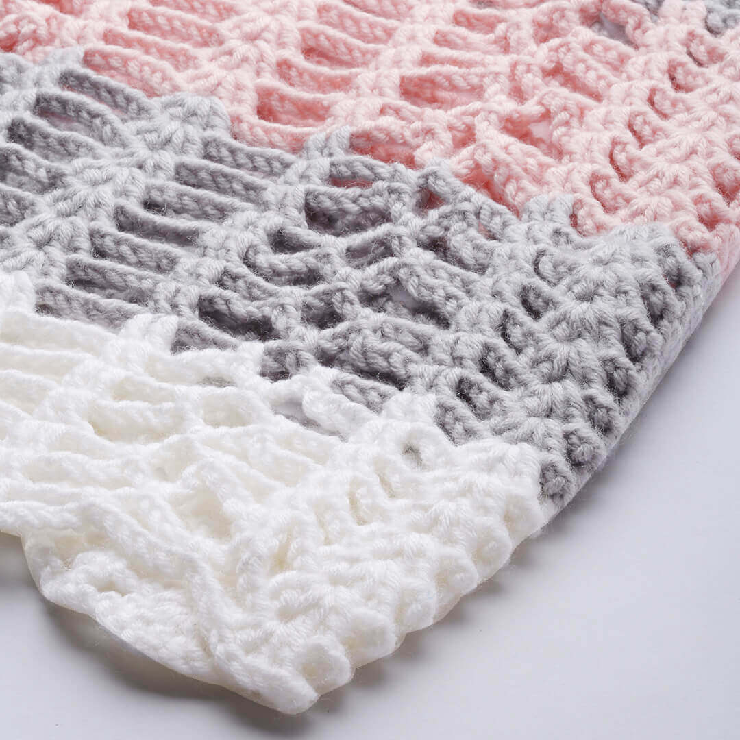 Self Design Poncho - Pink Grey White 3026