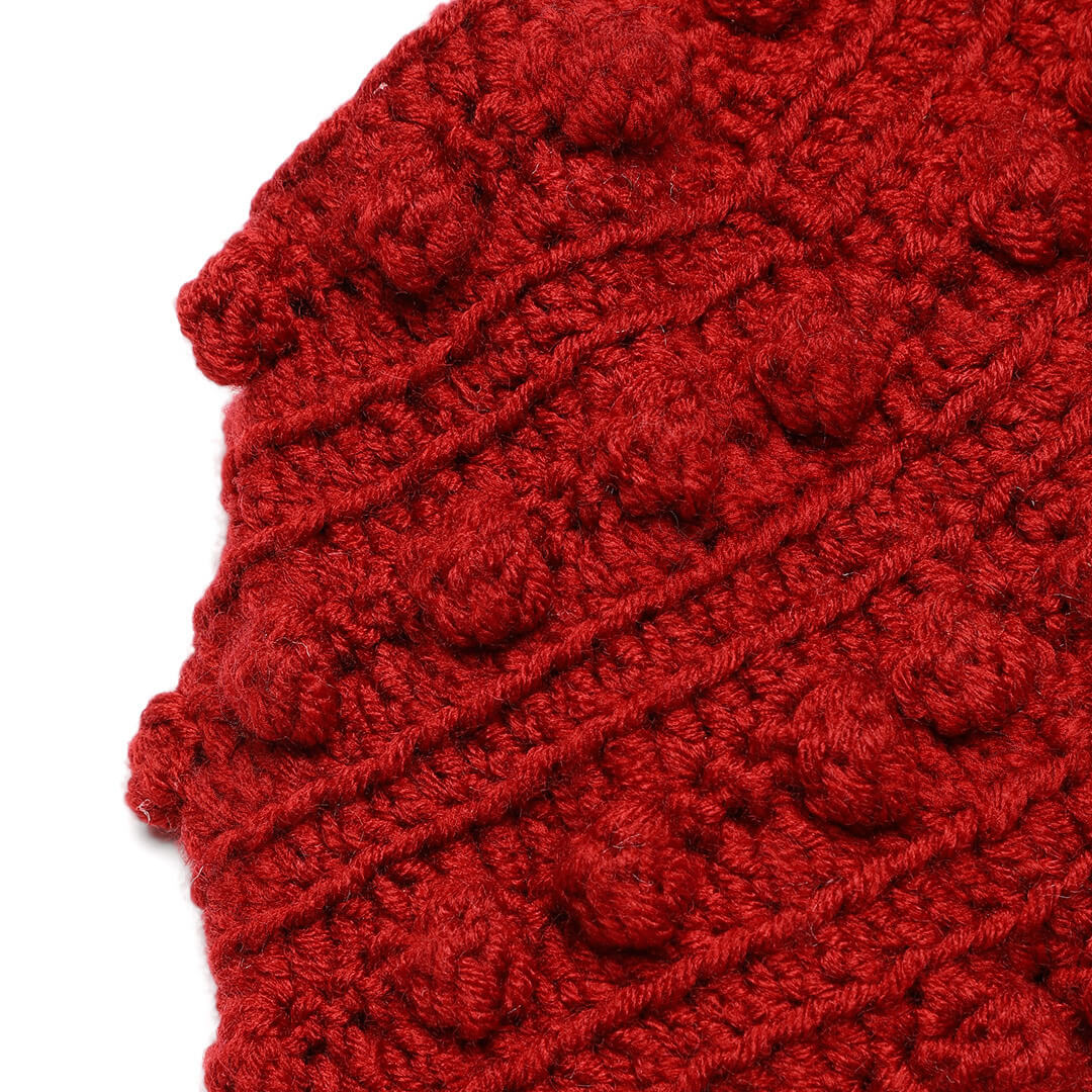 Popcorn Crochet Beanie - Maroon 2980