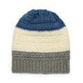 Self Design Crochet Beanie - Blue Off White Grey 2977