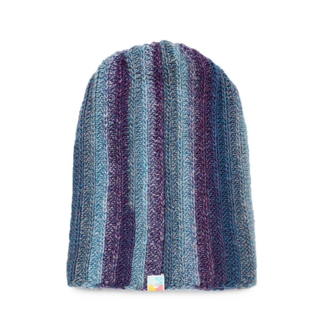 Self Striping Beanie - Blue Purple 2981