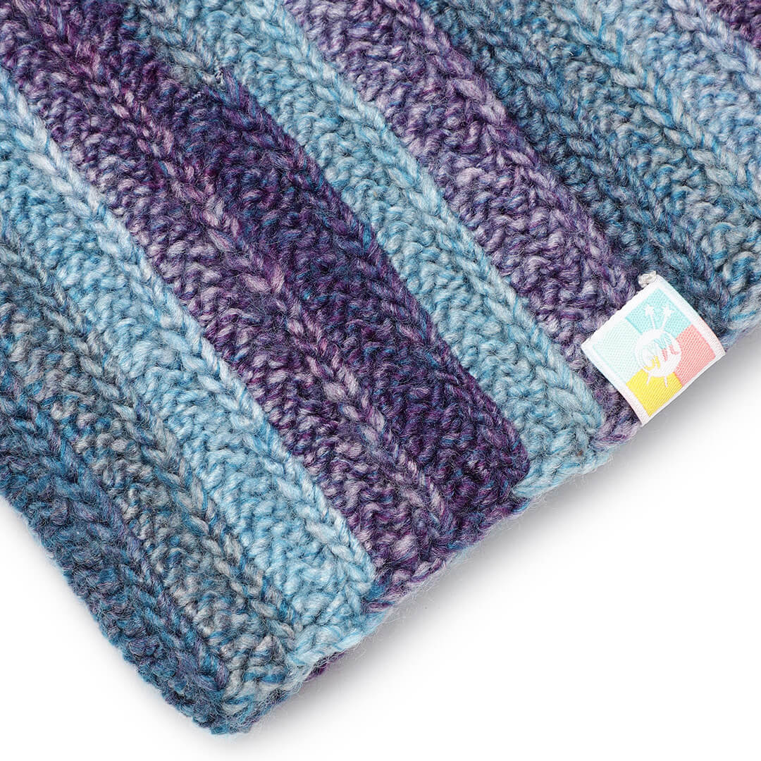 Self Striping Beanie - Blue Purple 2981