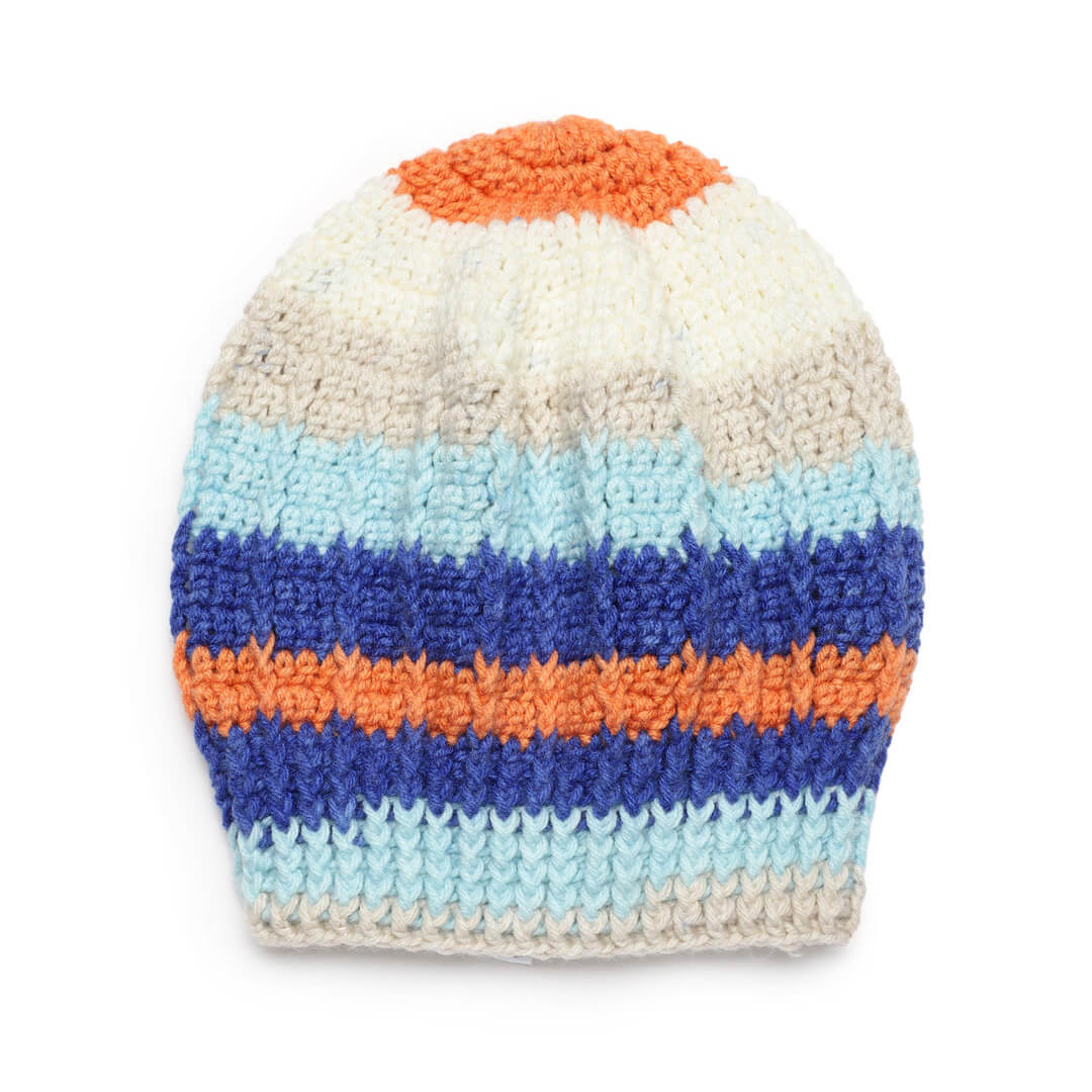 Self Striping Slouch Beanie - Blue Off White 3002