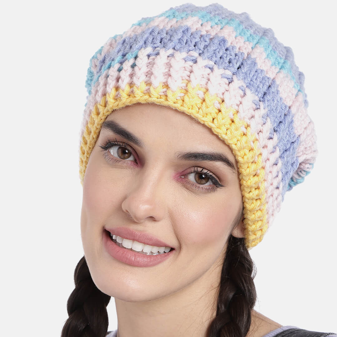 Self Striping Slouch Beanie Blue Pink 3004 – Magic Needles