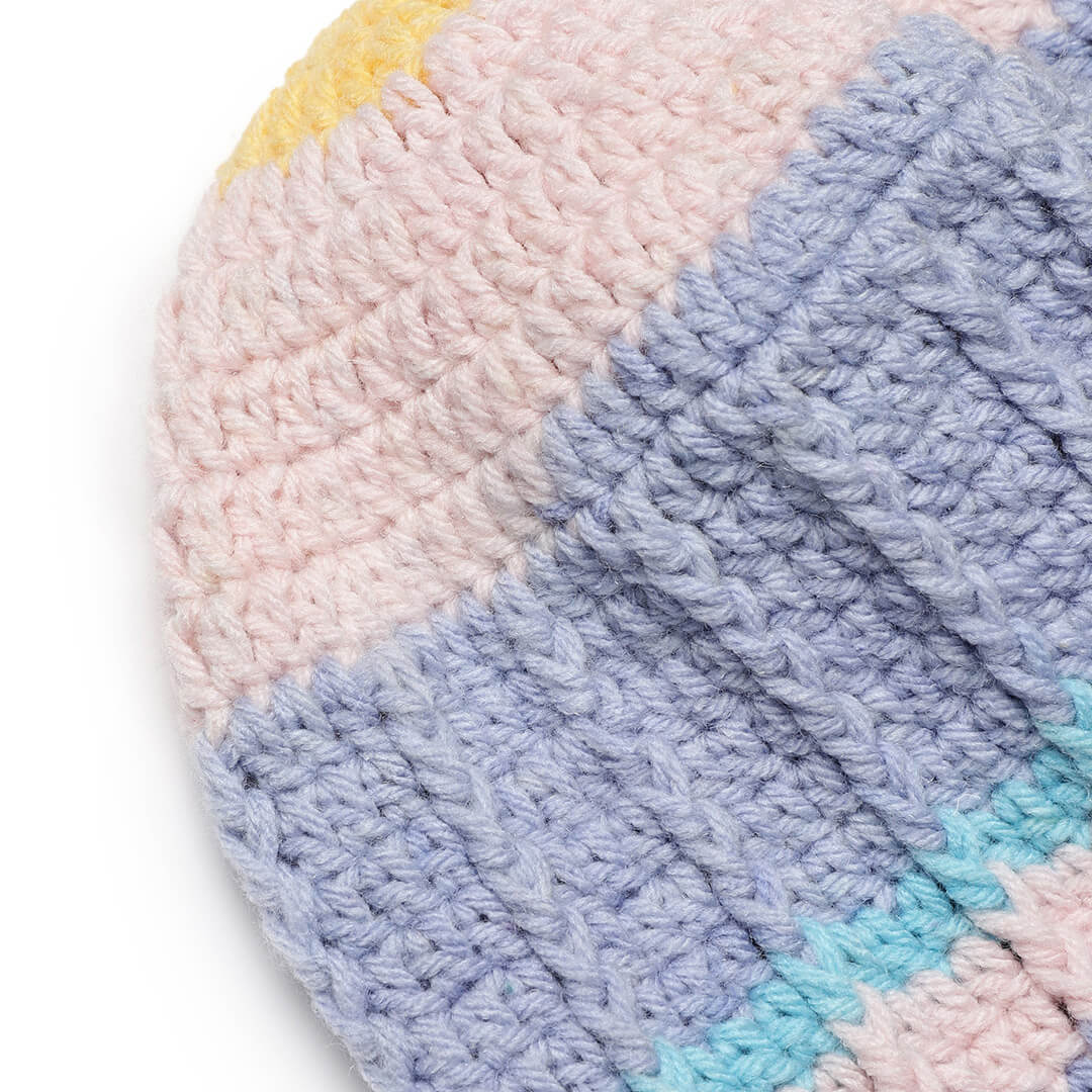 Self Striping Slouch Beanie - Blue Pink 3004