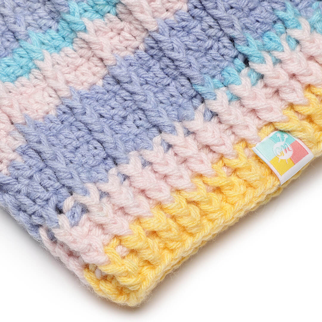Self Striping Slouch Beanie - Blue Pink 3004