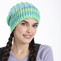 Self Striping Slouch Beanie - Green Turquoise Blue 3000