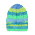 Self Striping Slouch Beanie - Green Turquoise Blue 3000
