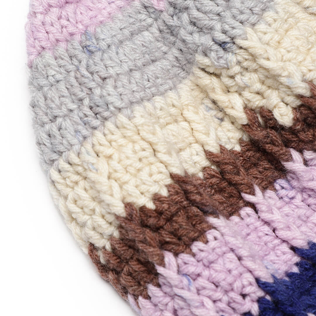 Self Striping Slouch Beanie - Grey Pink Lavandar 2999